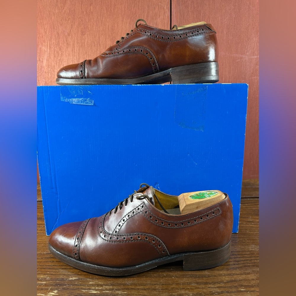 GRENSON Men’s Brown Leather Cap Toe Brogue Oxford US Size 7 EF